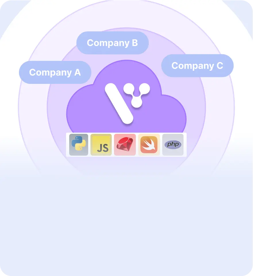 Tersedia dalam <br /><span class="text-blue-500">Format API & SDK</span>